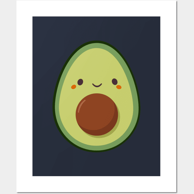 Kawaii Cute Avocado Wall Art by wordsberry